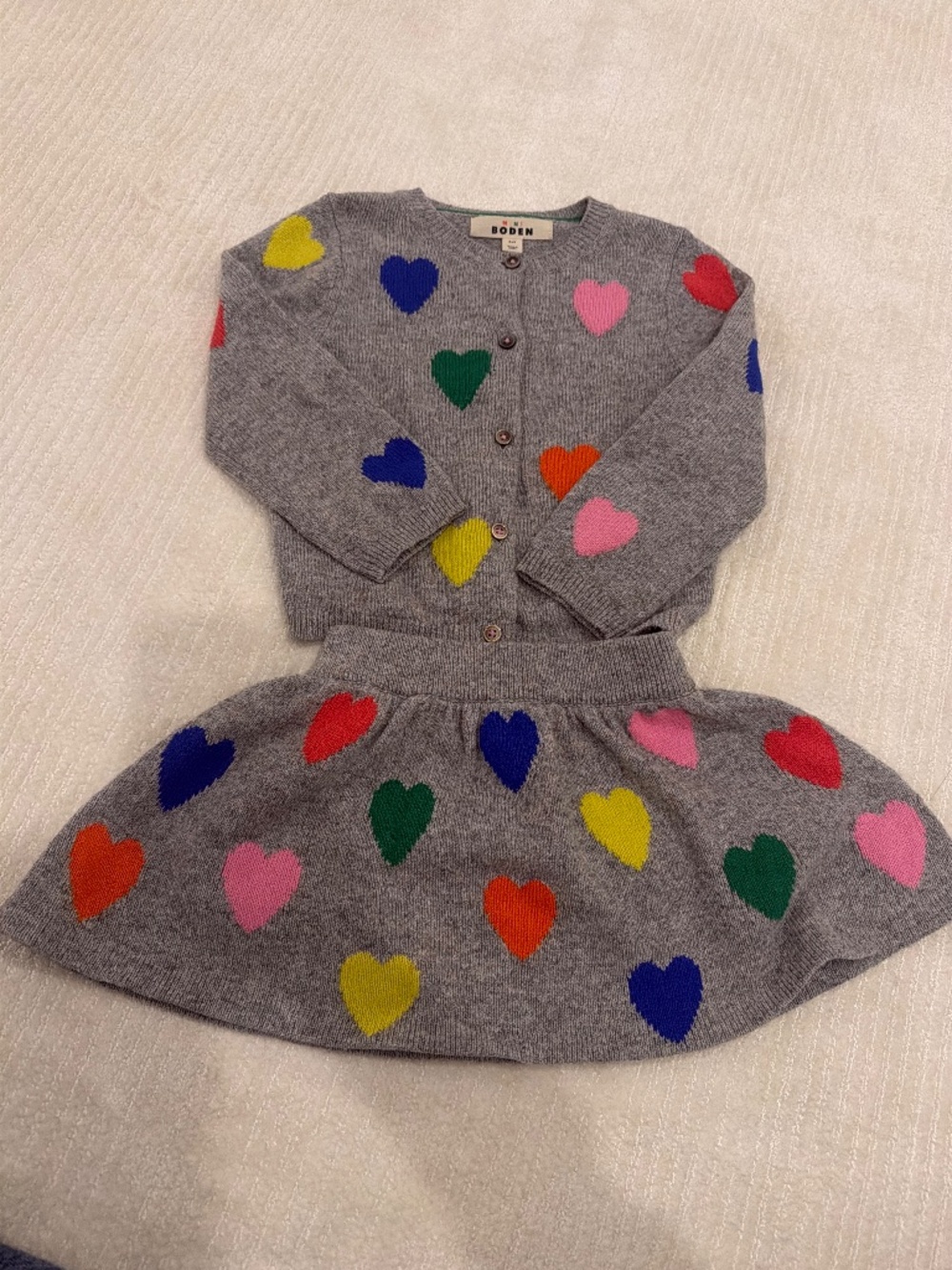 Mini Boden cardigan and skirt size 3-4